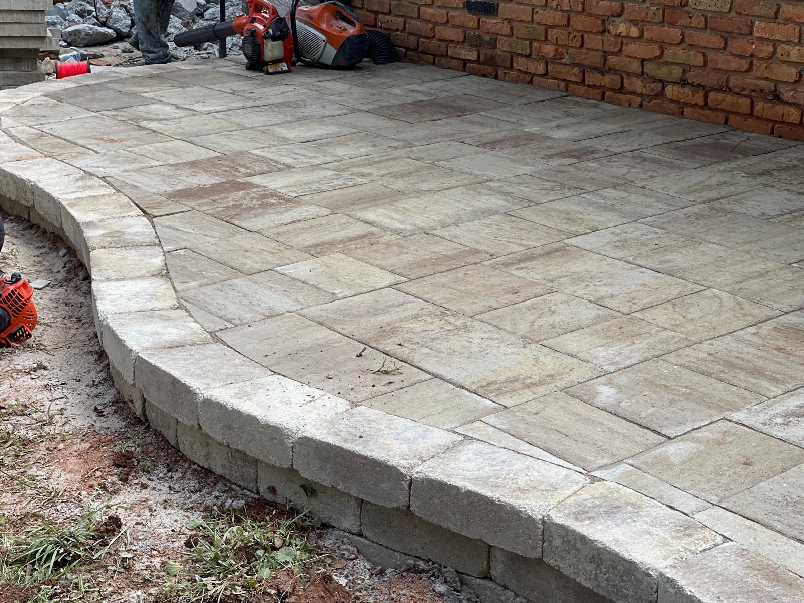 Herringbone Pattern Patio Installation