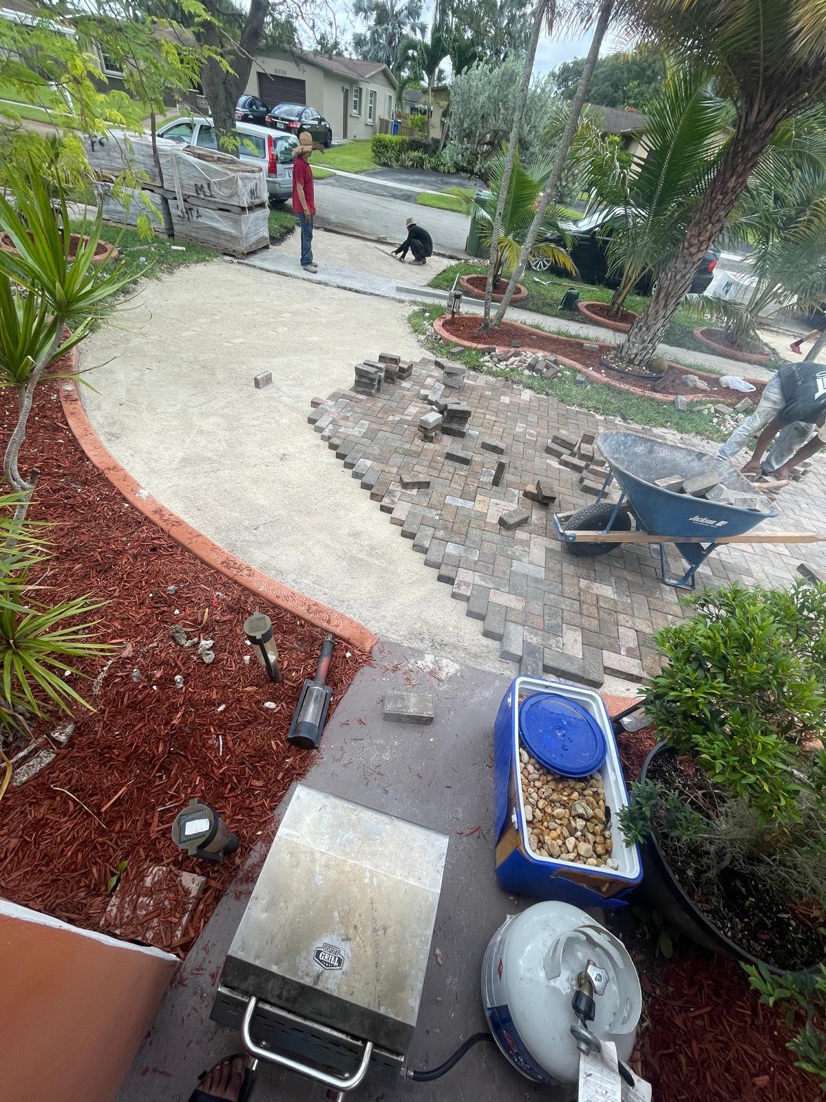 Professional Patio Installation in Progress