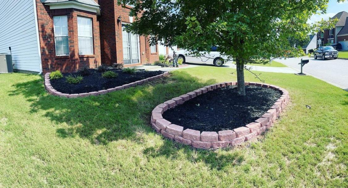 Curved Brick Mulch Beds